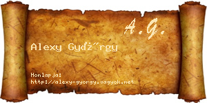 Alexy György névjegykártya